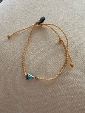Pura Vida Yellow Braided Bracelet with Turquoise Triangle Charm